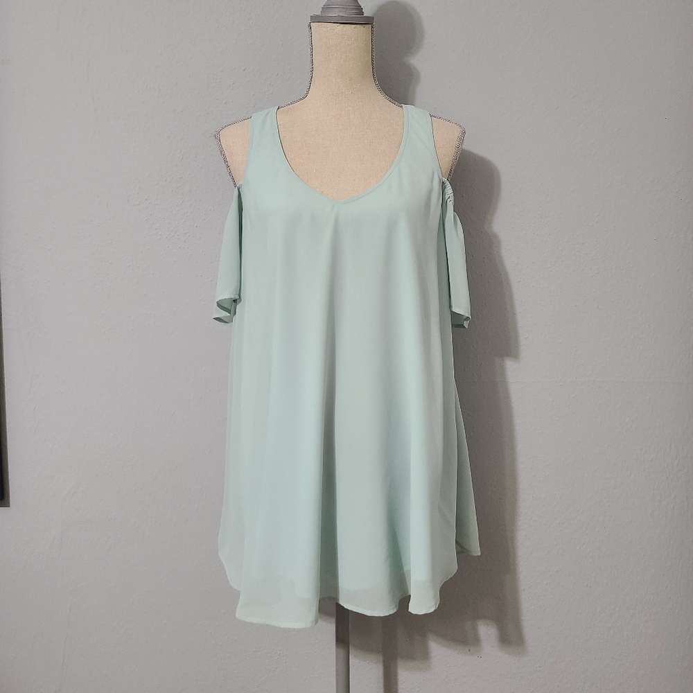 Show Me Your MuMu Birdie Cold Shoulder Chiffon Shift Dress Size‎ Medium